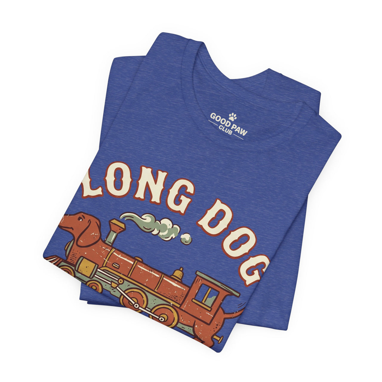Long Dog Short Patience Tee — Funny Dachshund Train Graphic T-Shirt