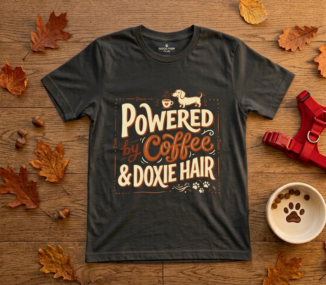 Powered by Coffee & Doxie Hair — Dachshund Coffee Lover Tee