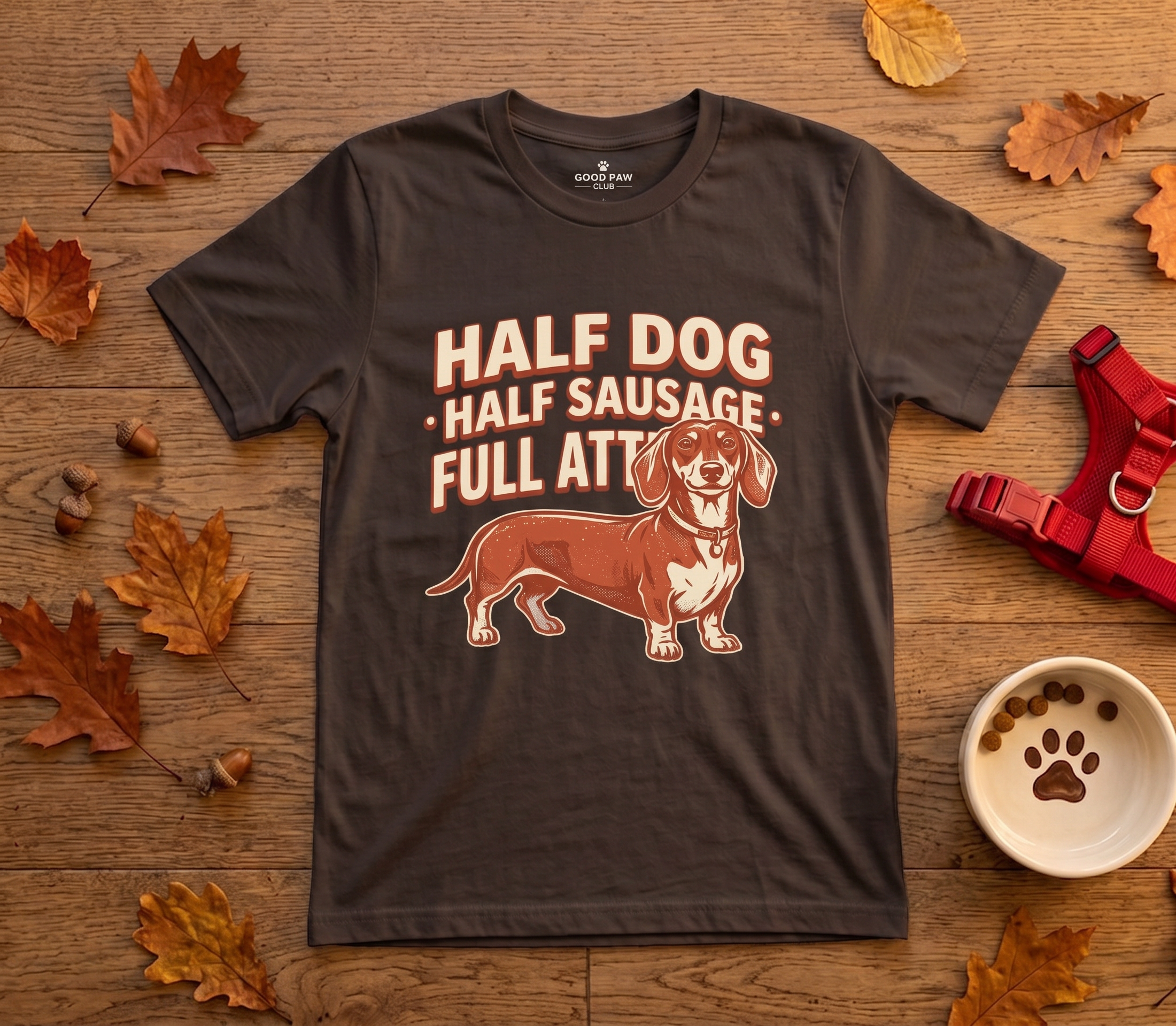 Half Dog, Half Sausage, Full Attitude — Funny Dachshund Tee