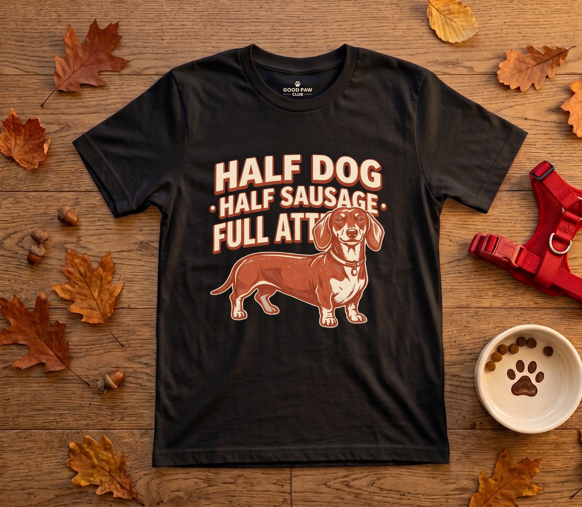 Half Dog, Half Sausage, Full Attitude — Funny Dachshund Tee