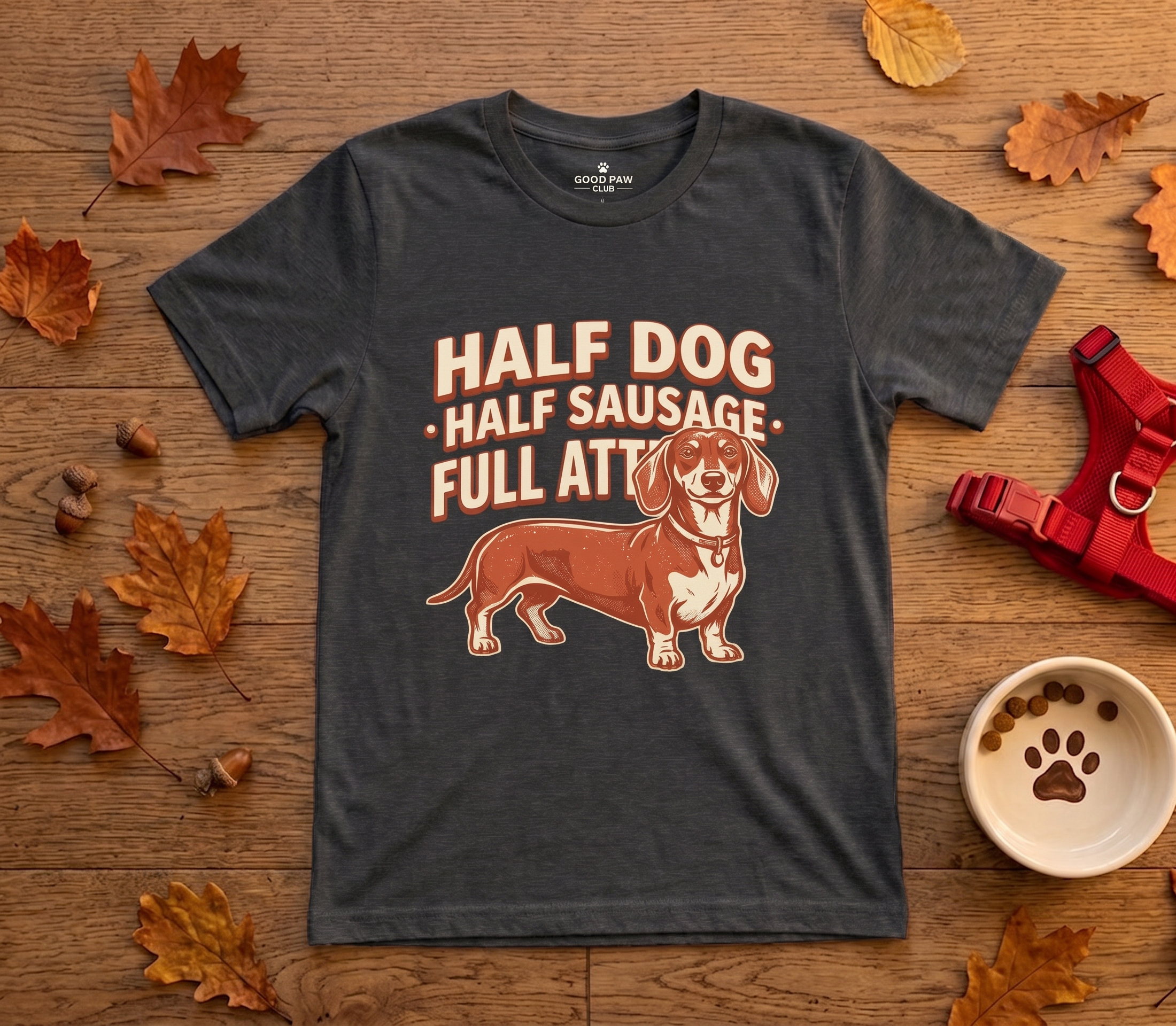 Half Dog, Half Sausage, Full Attitude — Funny Dachshund Tee
