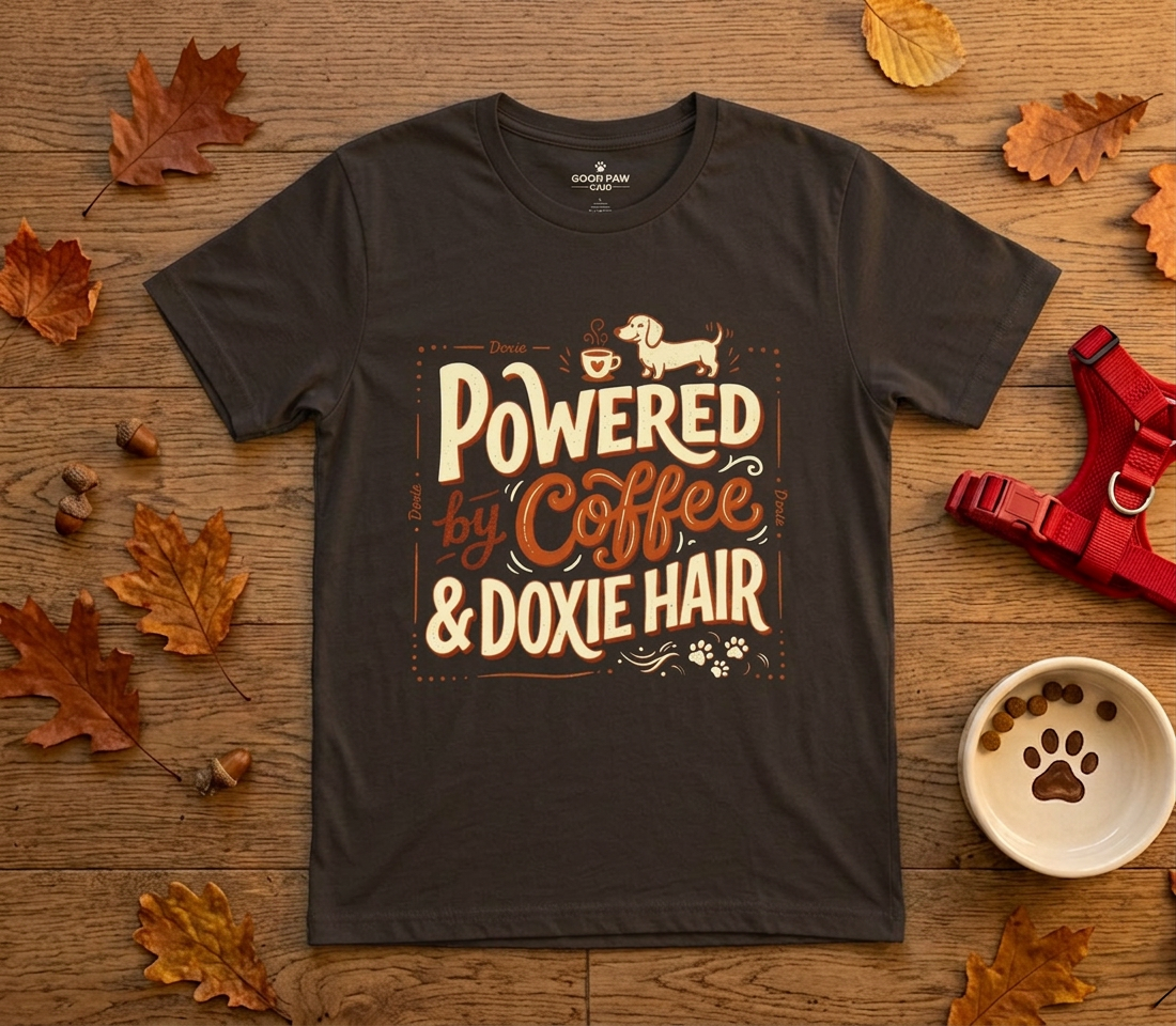 Powered by Coffee & Doxie Hair — Dachshund Coffee Lover Tee