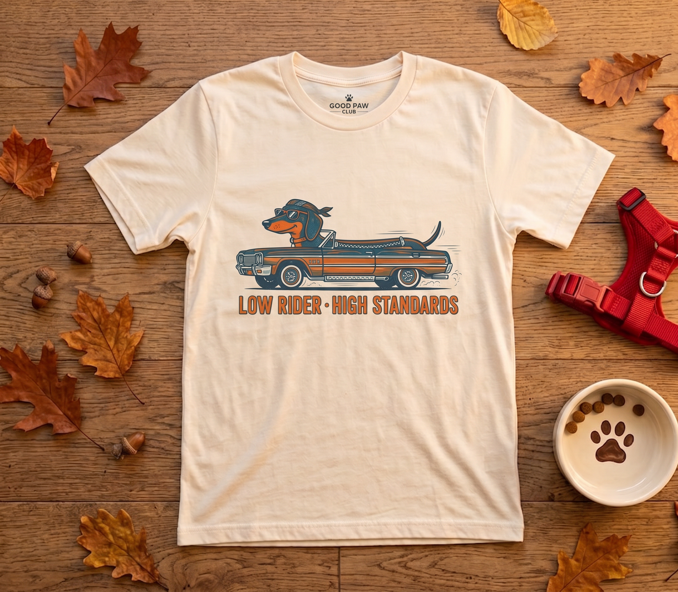 Low Rider, High Standards — Retro Dachshund Car Tee