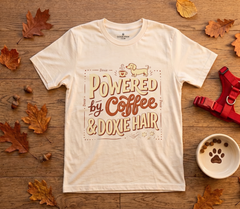 Powered by Coffee & Doxie Hair — Dachshund Coffee Lover Tee