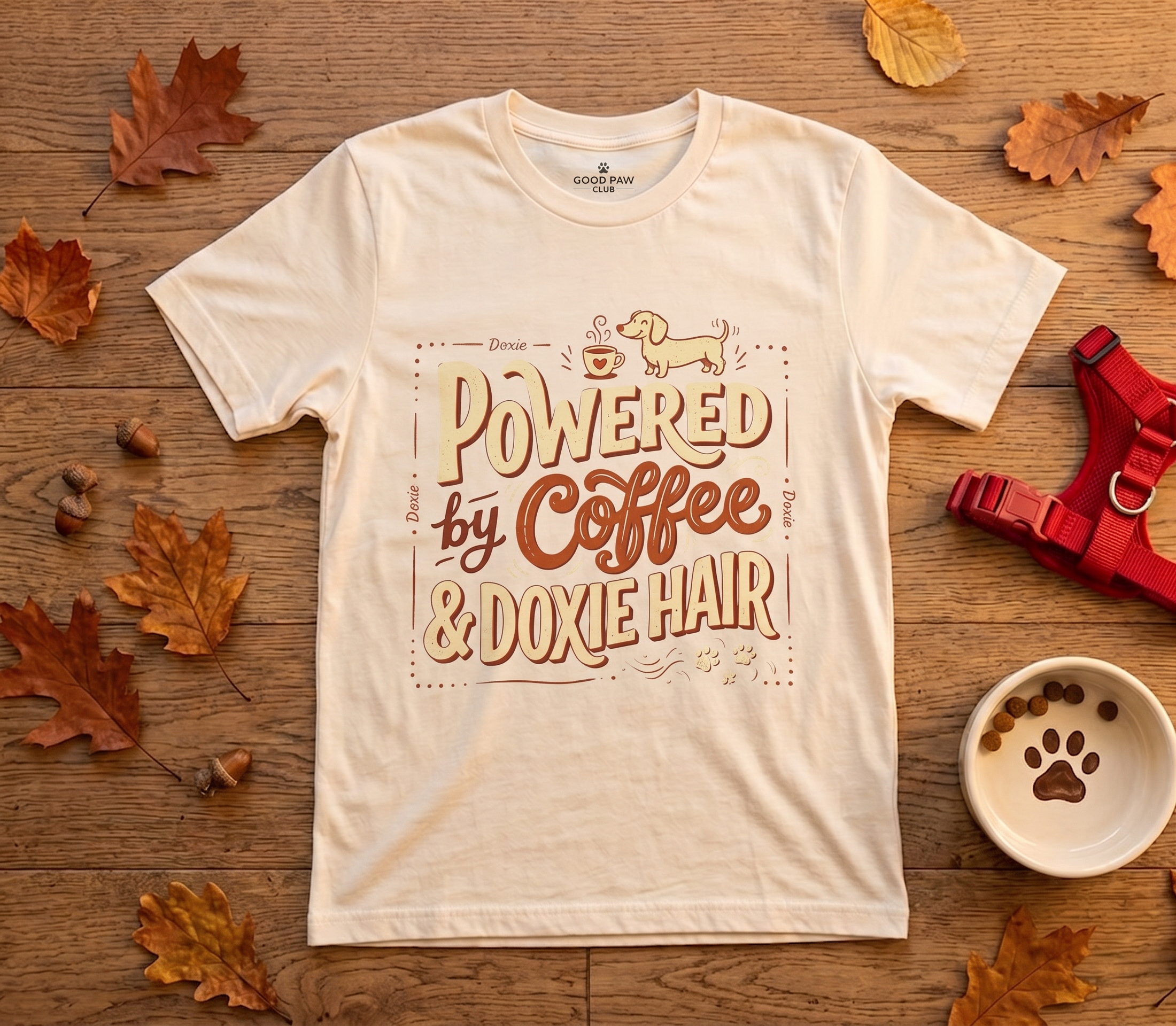 Powered by Coffee & Doxie Hair — Dachshund Coffee Lover Tee