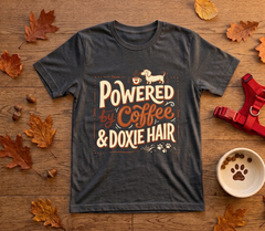 Powered by Coffee & Doxie Hair — Dachshund Coffee Lover Tee