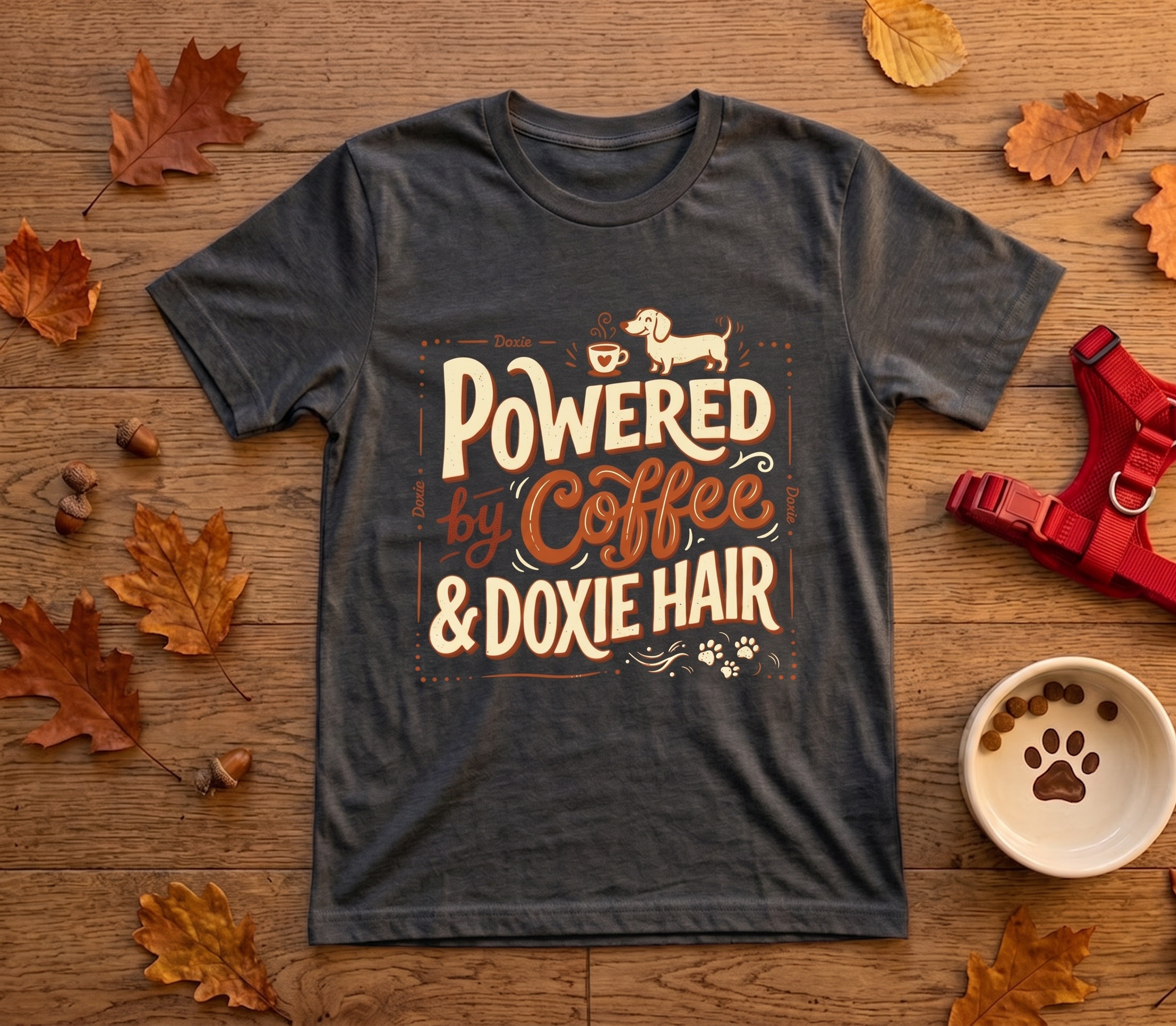 Powered by Coffee & Doxie Hair — Dachshund Coffee Lover Tee