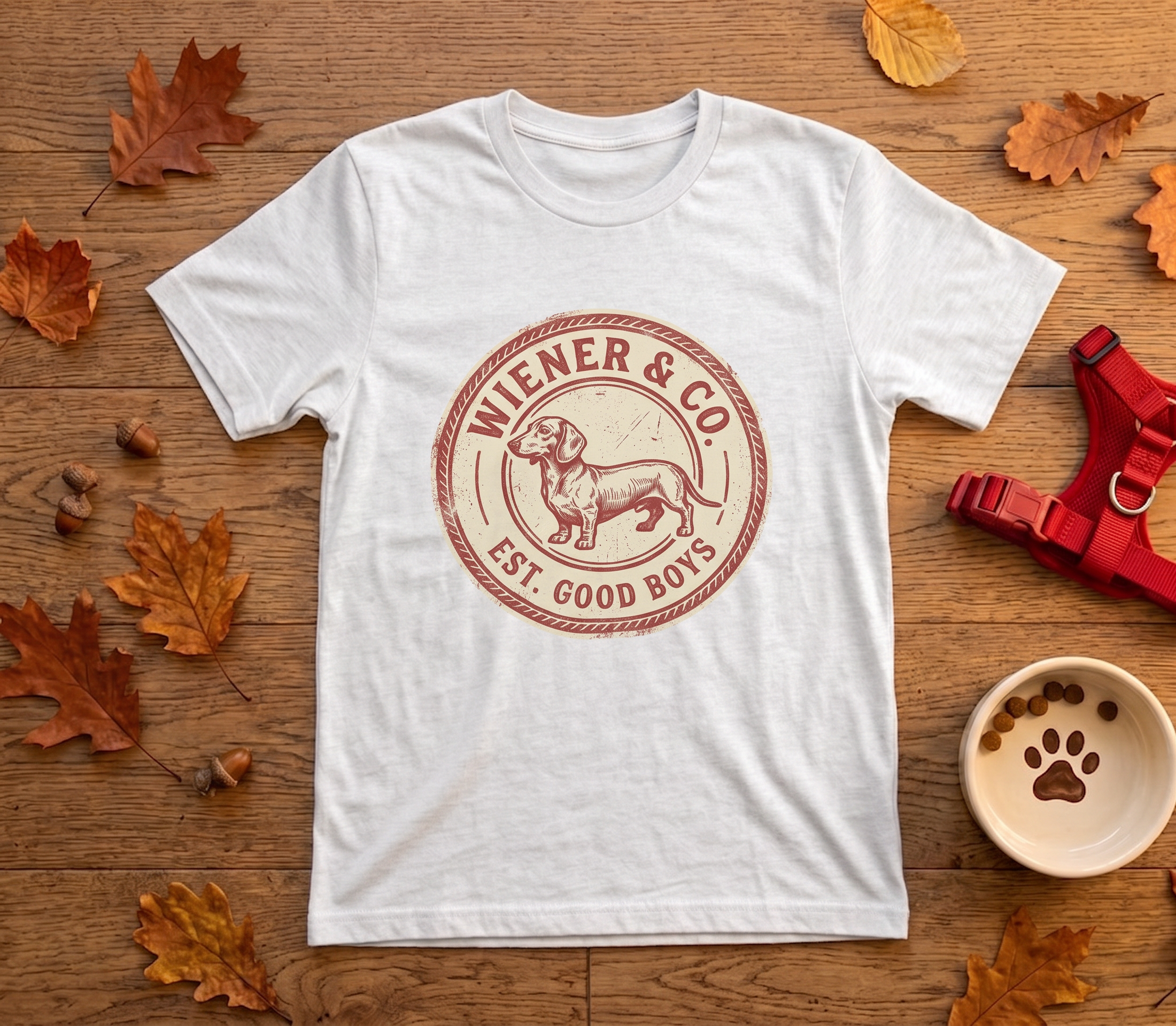 Wiener & Co, Est. Good Boys — Vintage Dachshund Badge Tee
